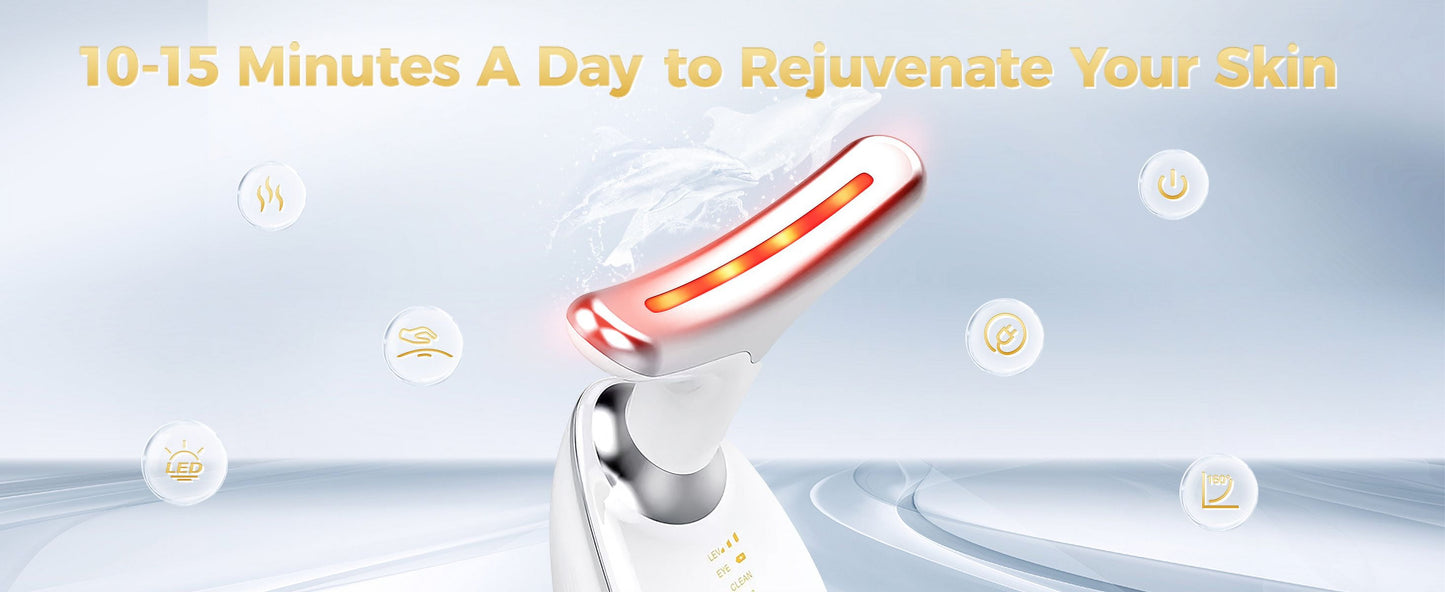 Red Light Therapy for Face, 7 Color LED Face Skin Rejuvenation for Face & Neck Beauty Device, Deplux Neck Device