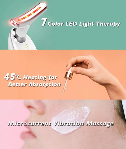 Red Light Therapy for Face, 7 Color LED Face Skin Rejuvenation for Face & Neck Beauty Device, Deplux Neck Device