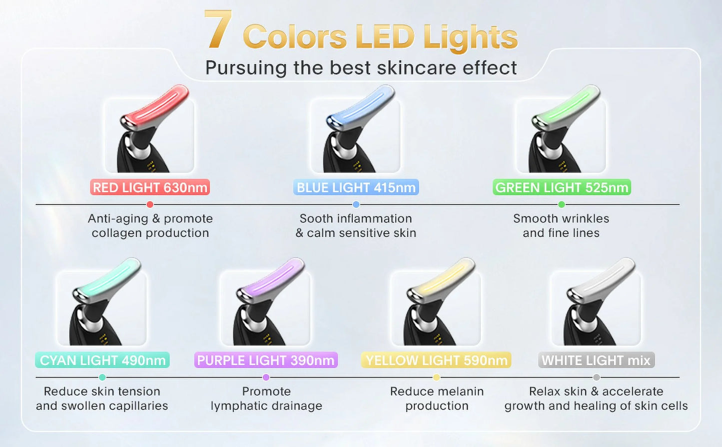 Red Light Therapy for Face, 7 Color LED Face Skin Rejuvenation for Face & Neck Beauty Device, Deplux Neck Device